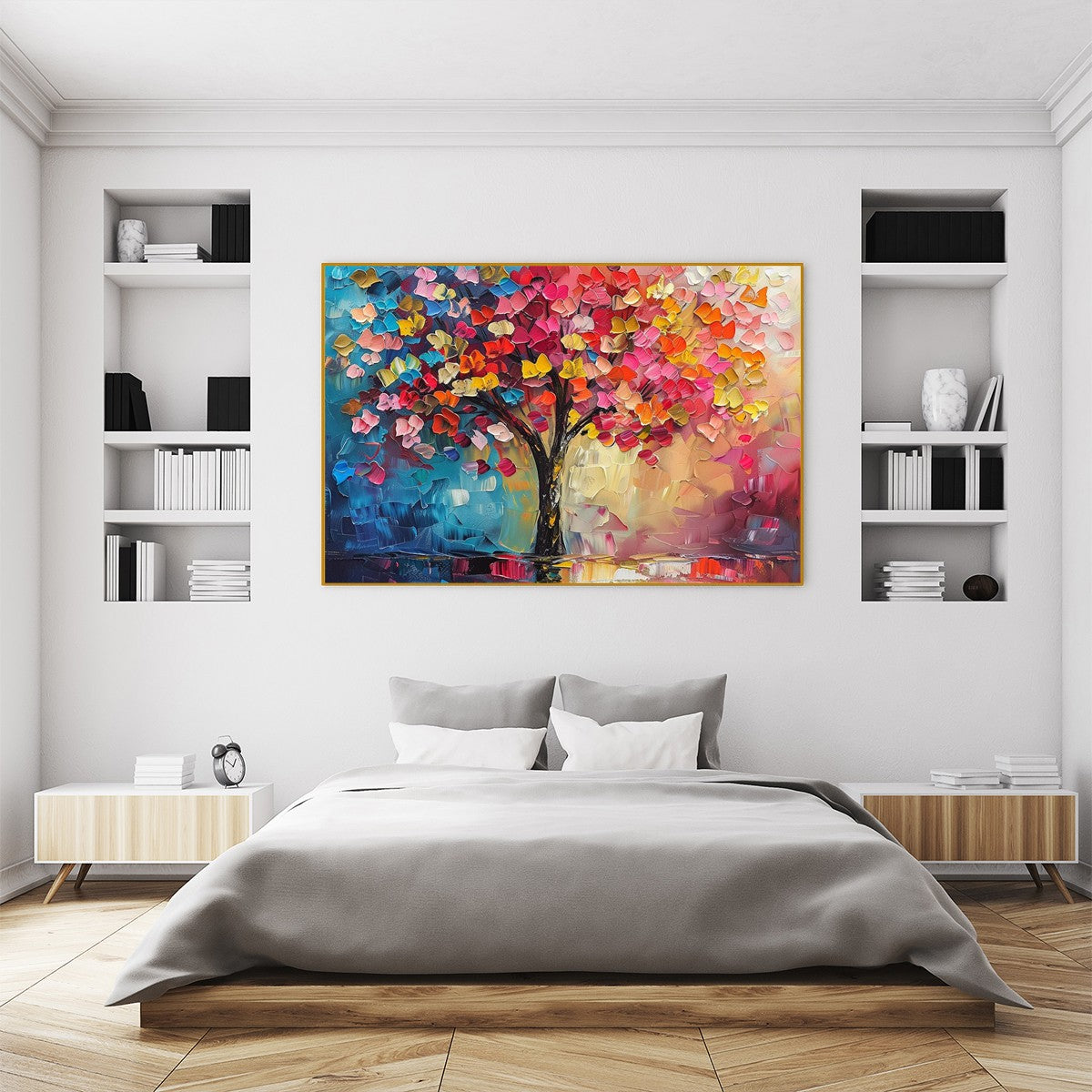 LIVING RAINBOW: Textured Impasto Tree of Life Oil Painting