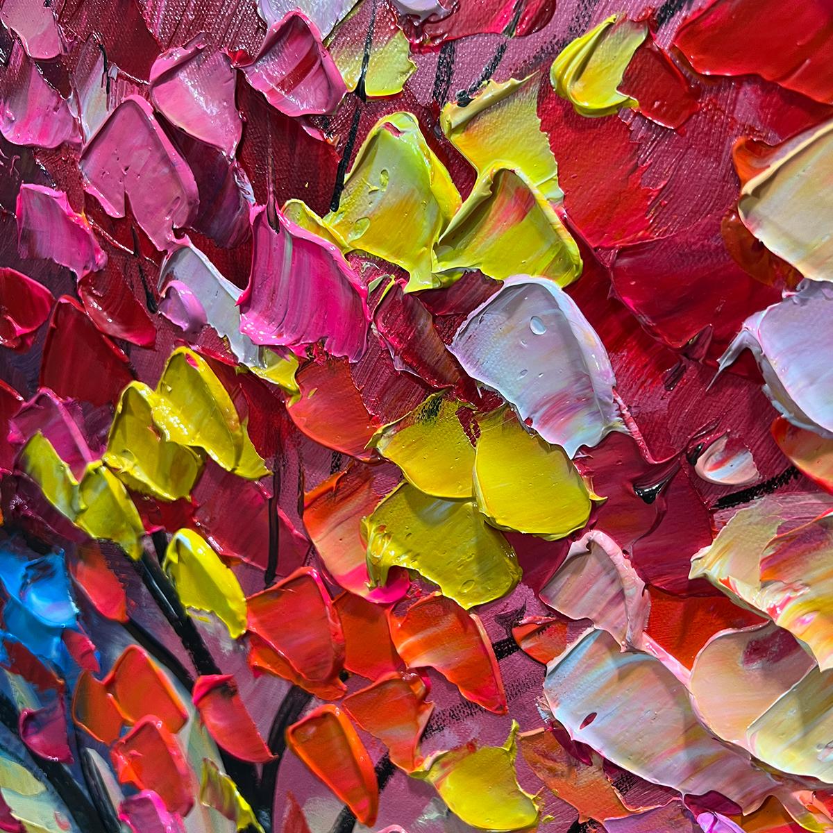 LIVING RAINBOW: Textured Impasto Tree of Life Oil Painting