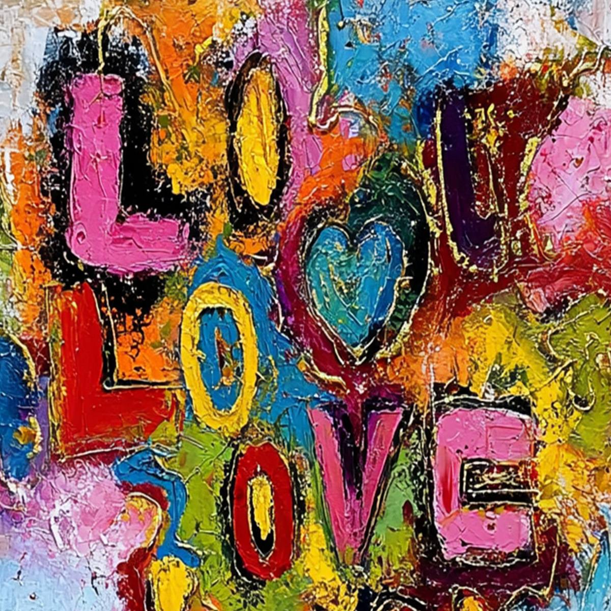 LOVE CASCADE: Colorful Textured Abstract Love Oil Painting – MontCarta