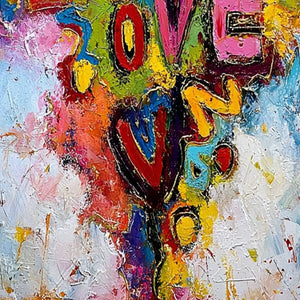 LOVE CASCADE: Colorful Textured Abstract Love Graffiti Wall Art
