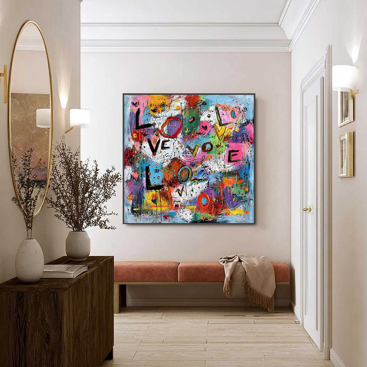 Love Explosion | Colorful Abstract Textured Oil Painting Wall Art