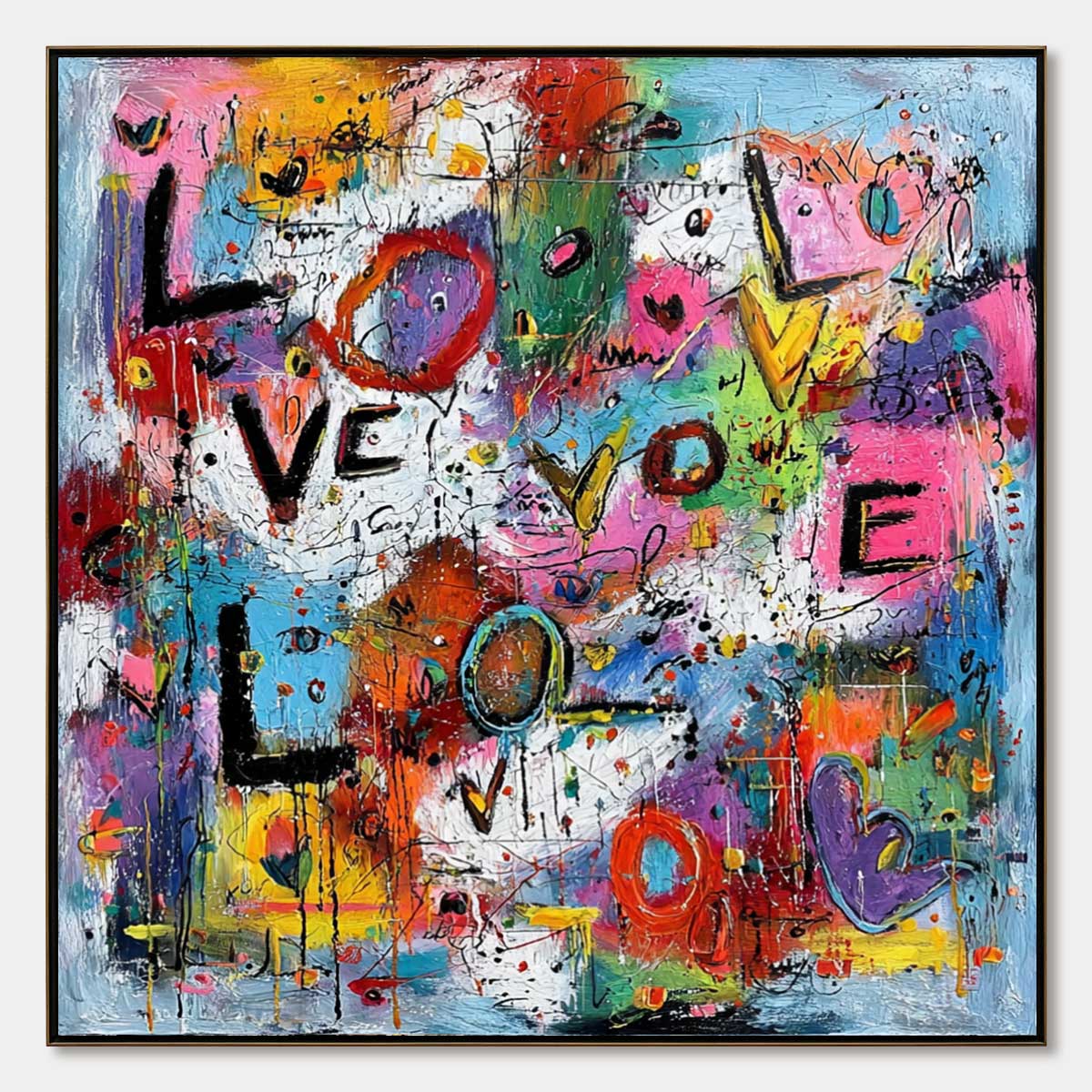 Love Explosion | Colorful Abstract Textured Oil Painting Wall Art