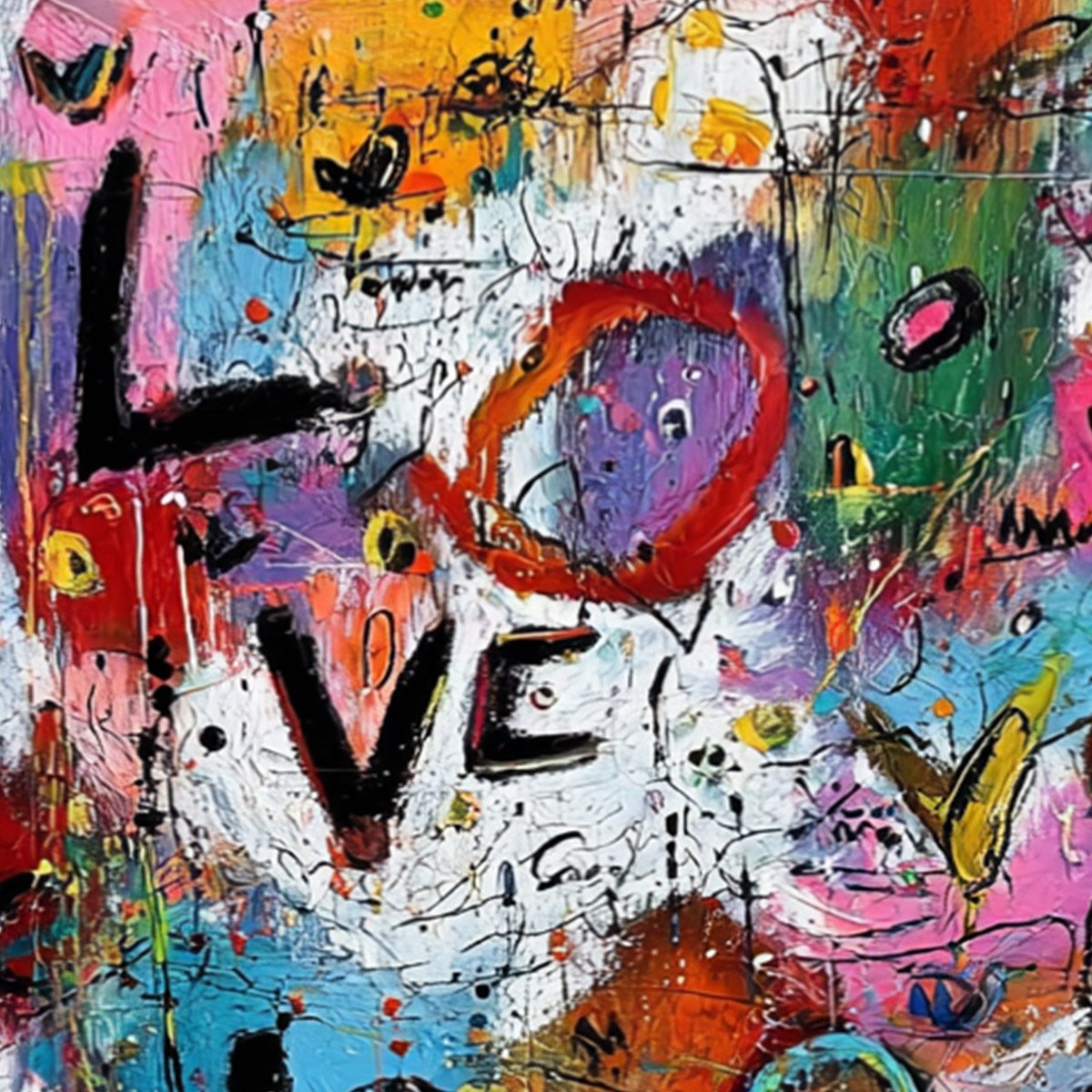 Love Explosion | Colorful Abstract Textured Oil Painting Wall Art