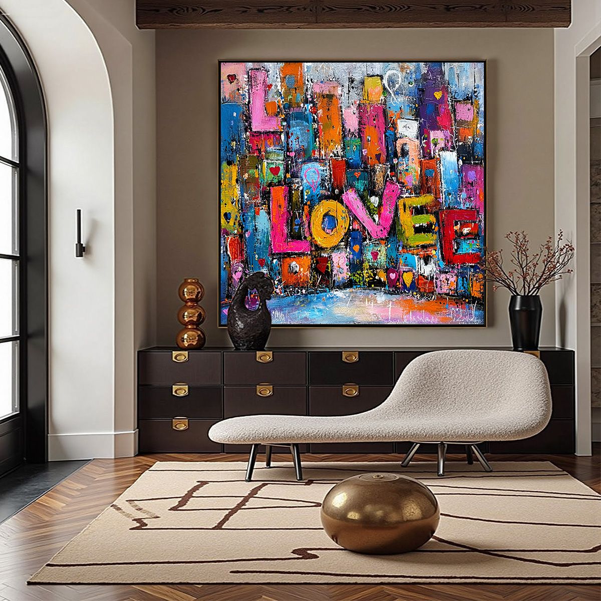 LOVE EXPLOSION: Colorful Textured Abstract Square Wall Art – MontCarta