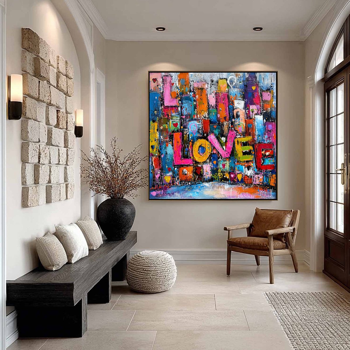 LOVE EXPLOSION: Colorful Textured Abstract Square Wall Art – MontCarta