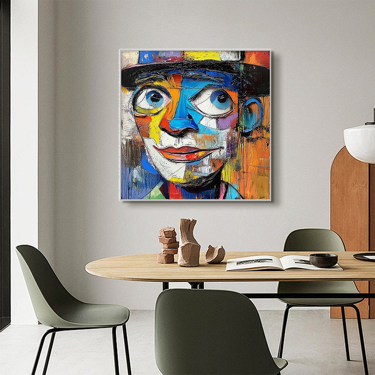 LAUGHING EYES: Textured Impasto Clown Portrait Oil Painting