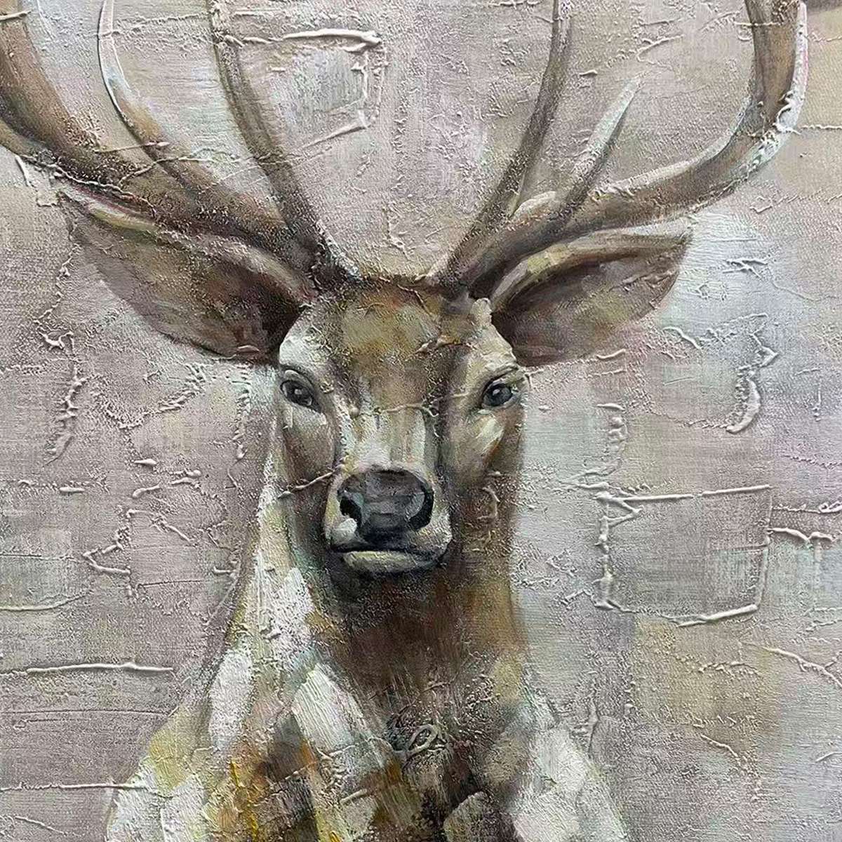 MAJESTIC STAG: Textured Stag Painting, Vertical Wall Art