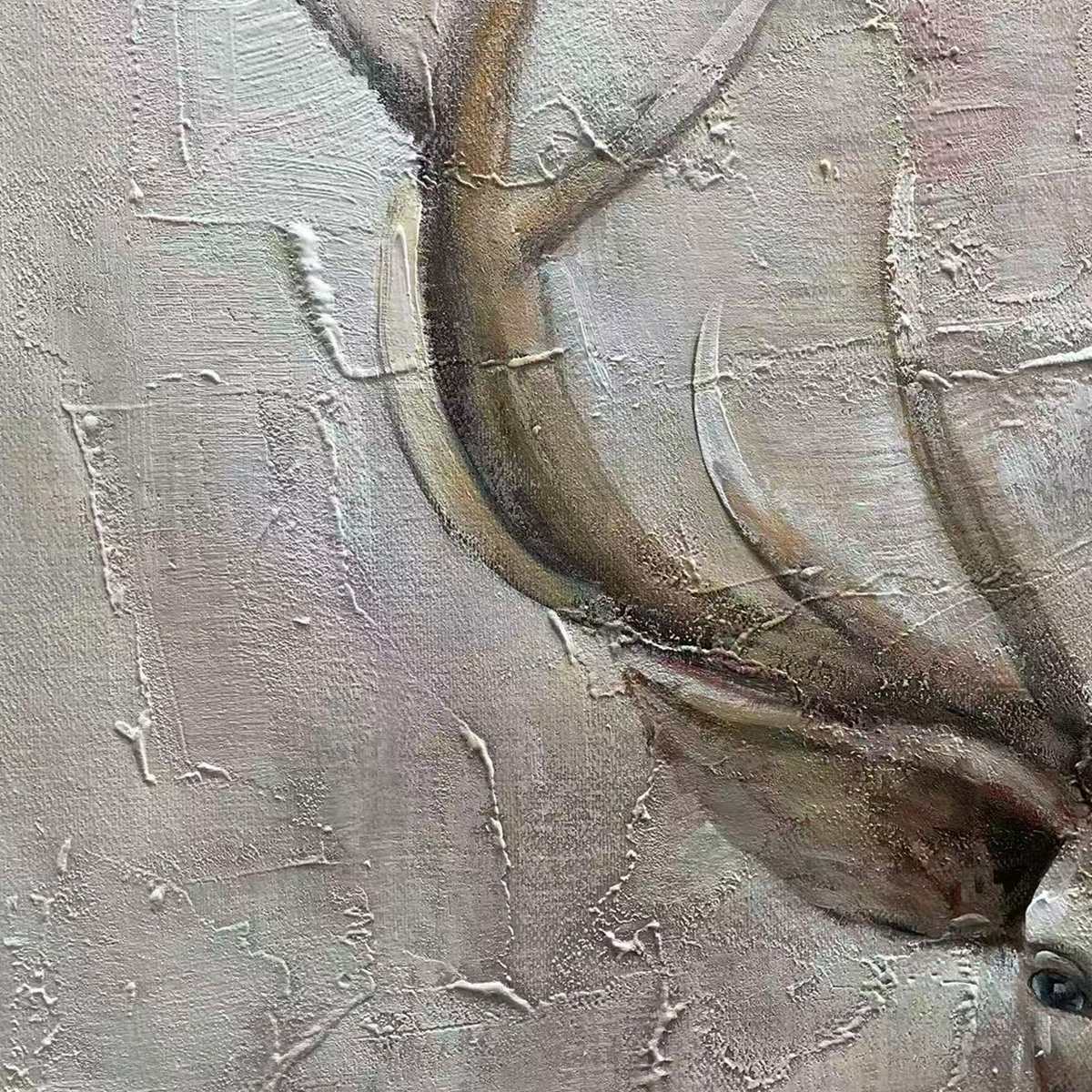MAJESTIC STAG: Textured Stag Painting, Vertical Wall Art