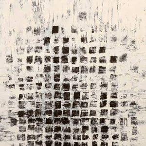 MATRIX: Large Black and White Textured Abstract Grid Painting