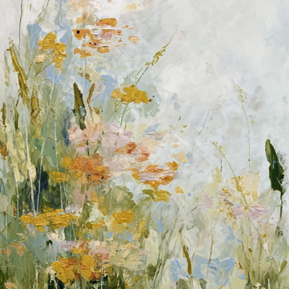 MEADOW'S WHISPER: Impressionist Wildflower Meadow Painting Diptych