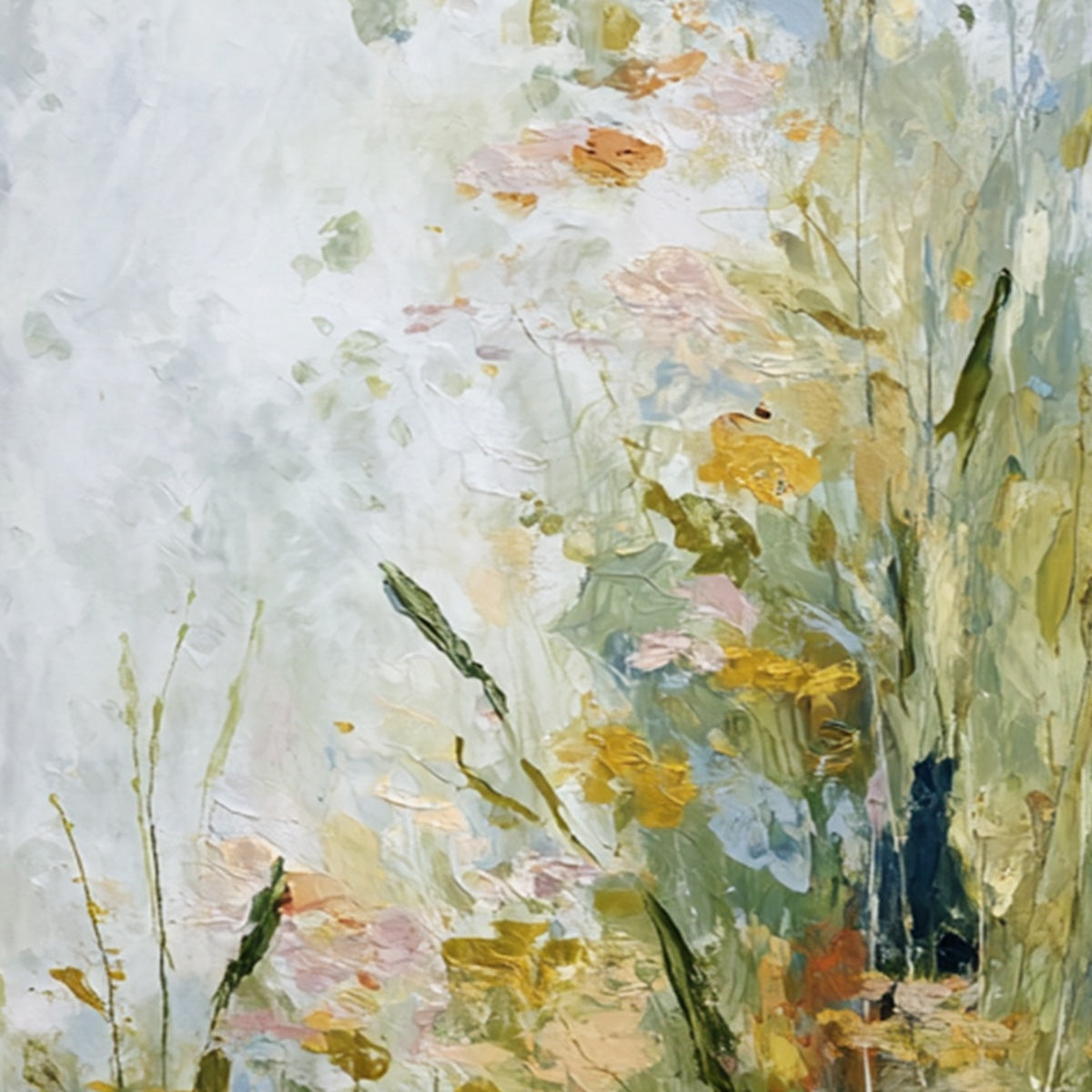 MEADOW'S WHISPER: Impressionist Wildflower Meadow Painting Diptych