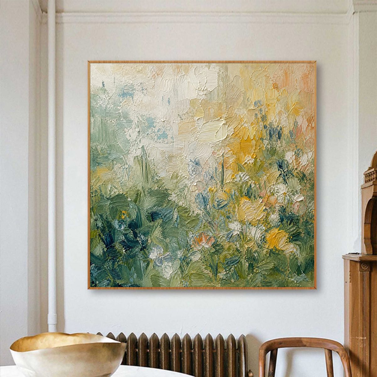 MEADOW'S EMBRACE: Textured Impasto Painting of a Wildflower Field
