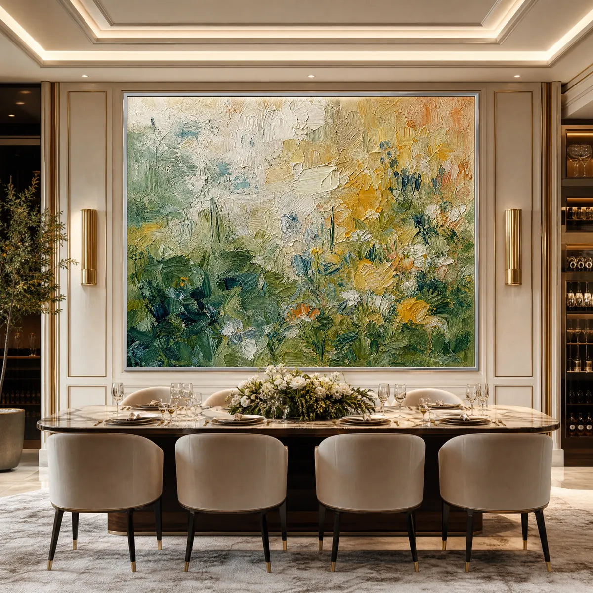 MEADOW'S EMBRACE: Textured Impasto Painting of a Wildflower Field