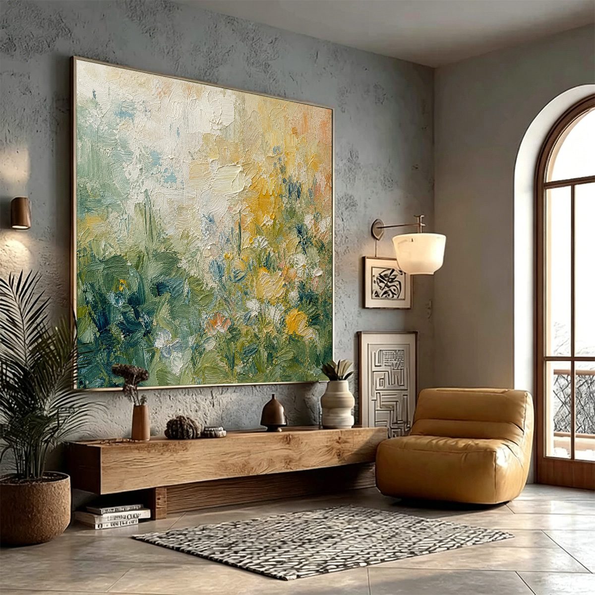 MEADOW'S EMBRACE: Textured Impasto Painting of a Wildflower Field