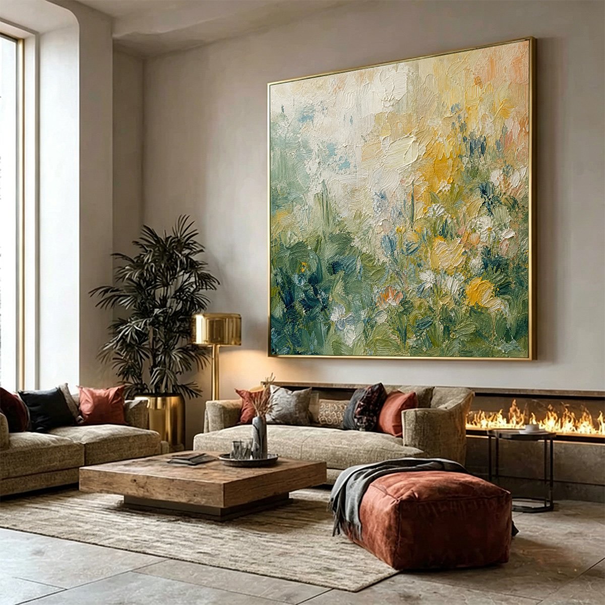 MEADOW'S EMBRACE: Textured Impasto Painting of a Wildflower Field