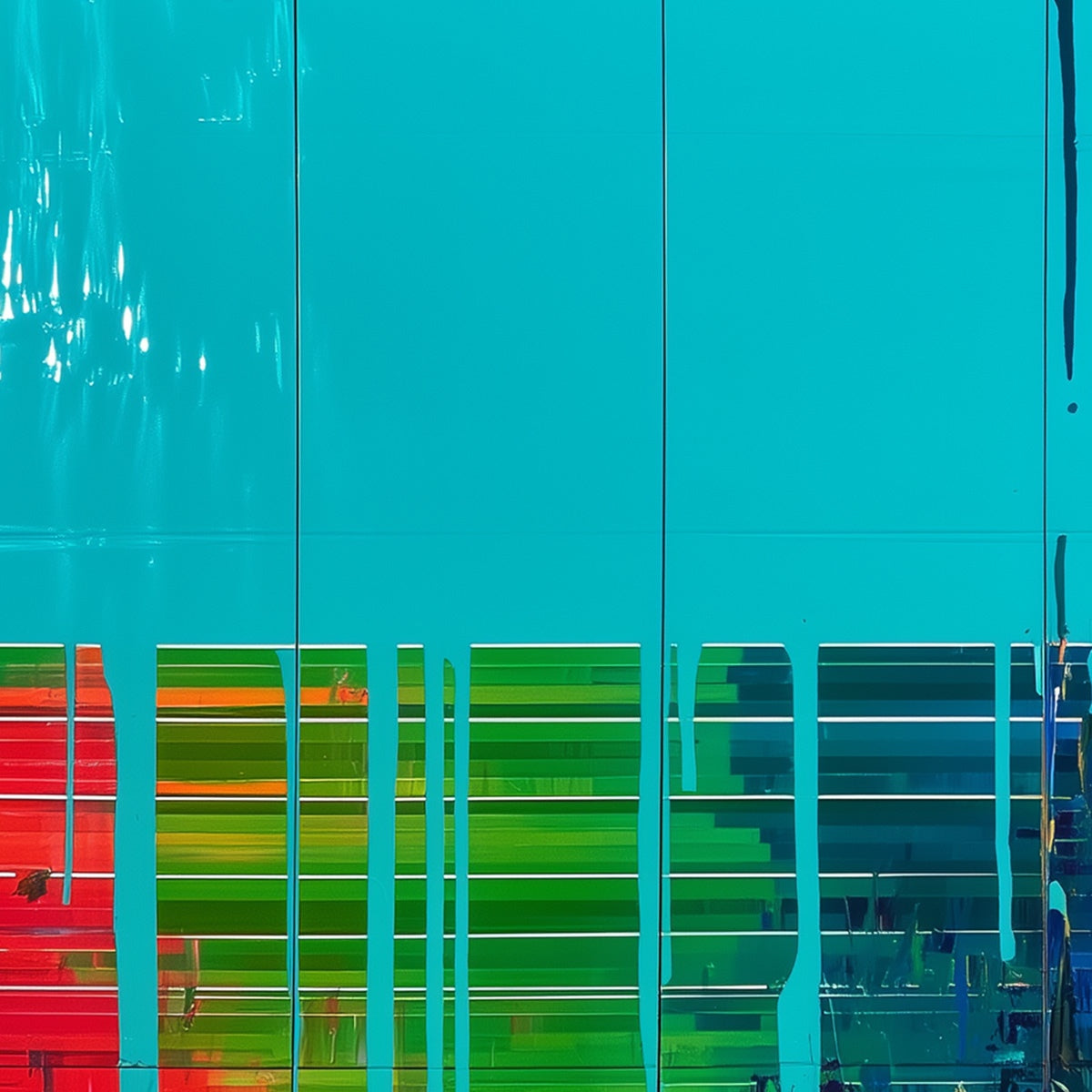 MELTING HORIZON: Vibrant Abstract Glitch Art Oil Painting