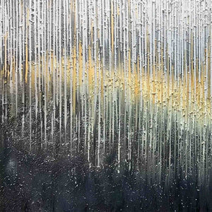 METALLIC CASCADE: Large Textured Abstract Gold and Silver Horizontal Painting