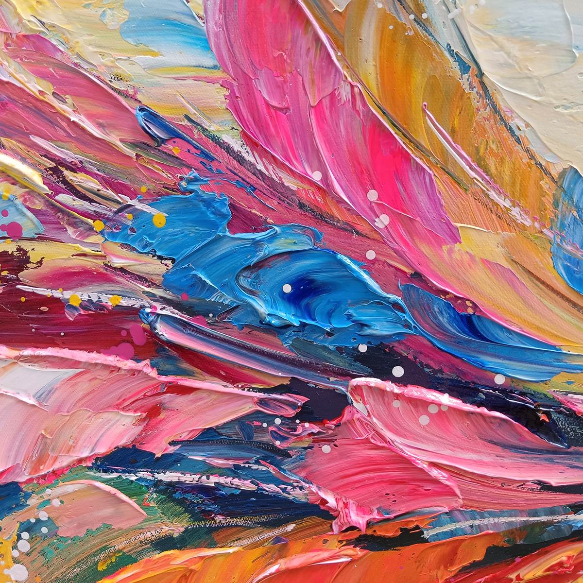 Ready to Ship ｜Metamorphosis: Colorful Impasto Butterfly Textured Oil Wall Art