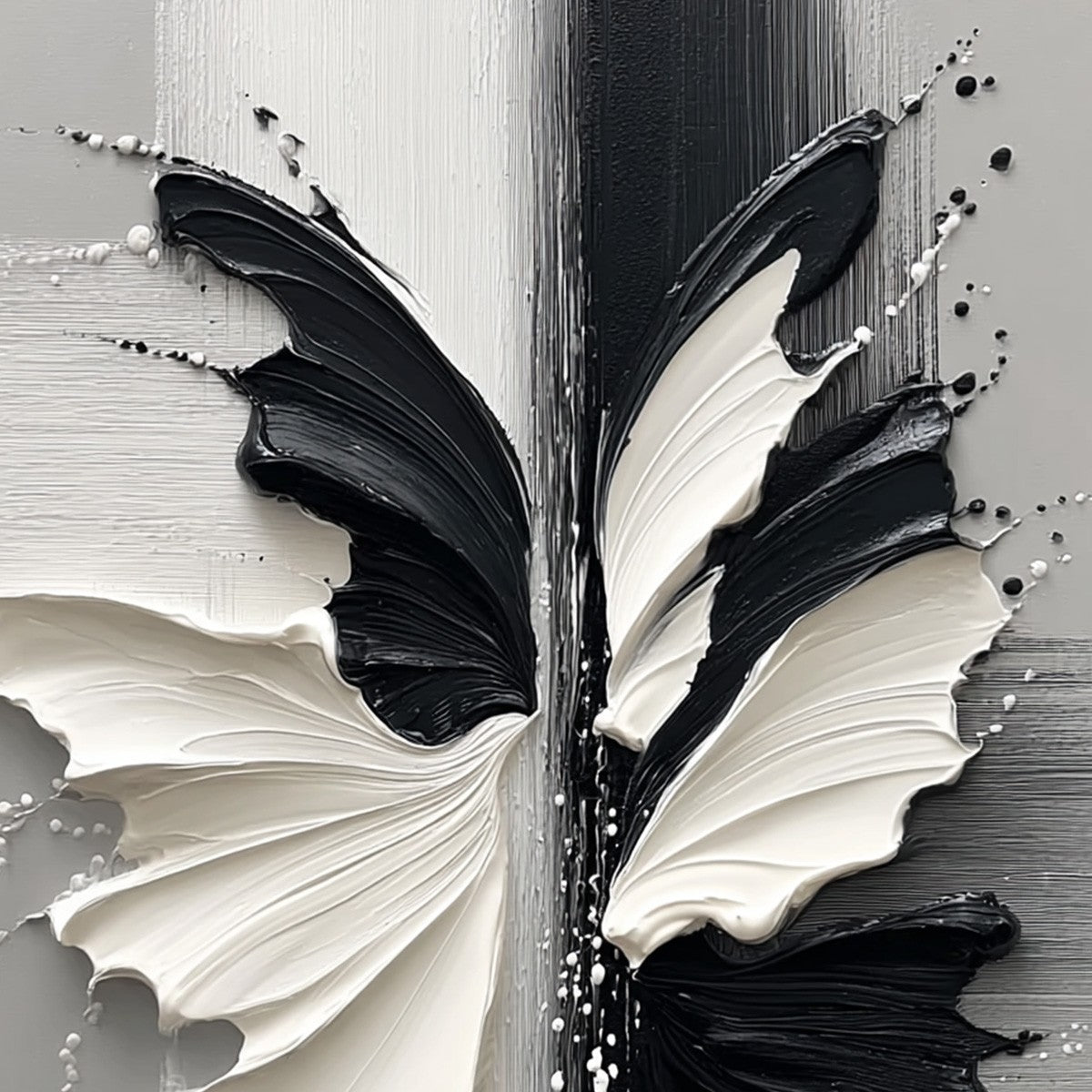 METAMORPHOSIS: Textured Abstract Butterfly Painting in Black and White