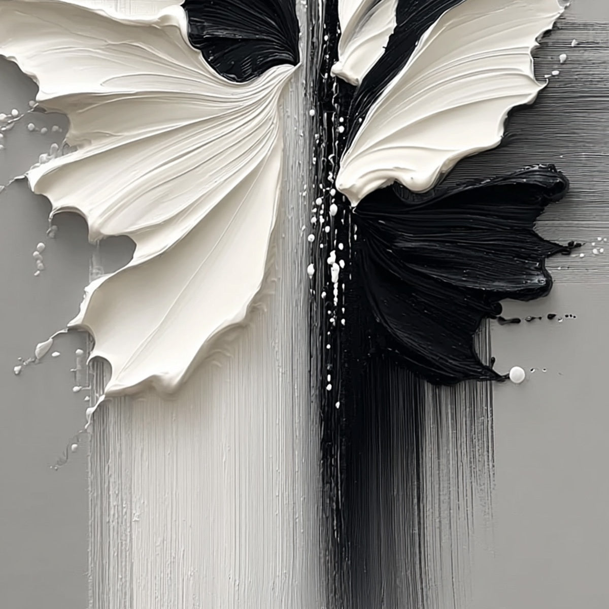 METAMORPHOSIS: Textured Abstract Butterfly Painting in Black and White