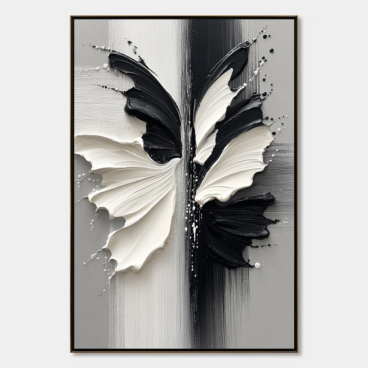 METAMORPHOSIS: Textured Abstract Butterfly Painting in Black and White