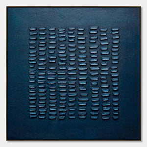 MIDNIGHT CODE: Textured Minimalist Geometric Abstract Oil Painting