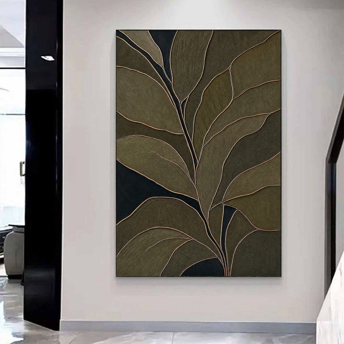MIDNIGHT FOLIAGE: Textured Botanical Abstract Painting in Earth Tones