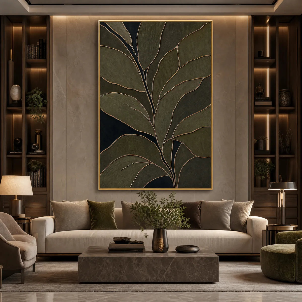 MIDNIGHT FOLIAGE: Textured Botanical Abstract Painting in Earth Tones