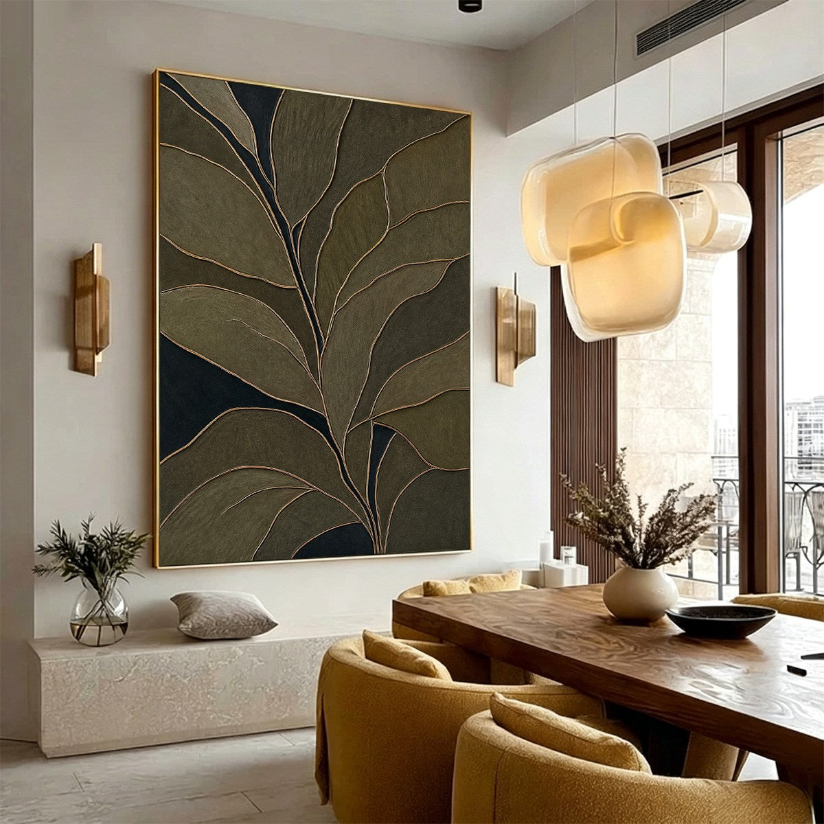 MIDNIGHT FOLIAGE: Textured Botanical Abstract Painting in Earth Tones