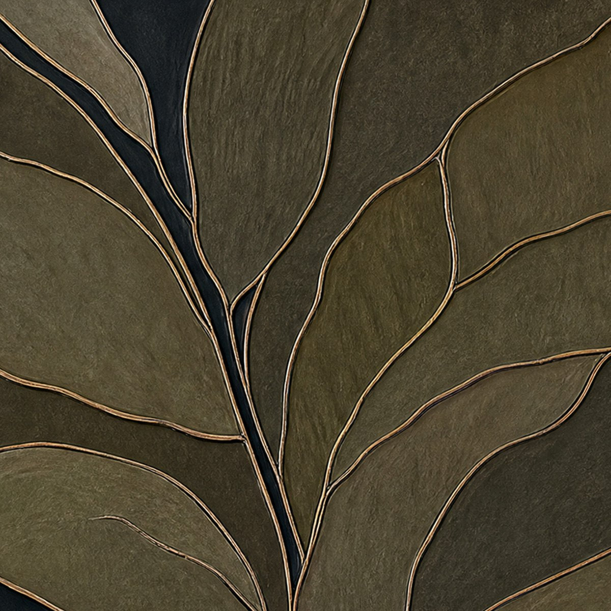 MIDNIGHT FOLIAGE: Textured Botanical Abstract Painting in Earth Tones