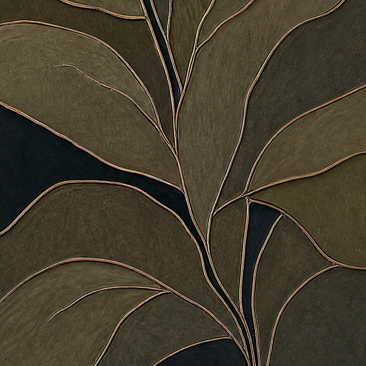 MIDNIGHT FOLIAGE: Textured Botanical Abstract Painting in Earth Tones