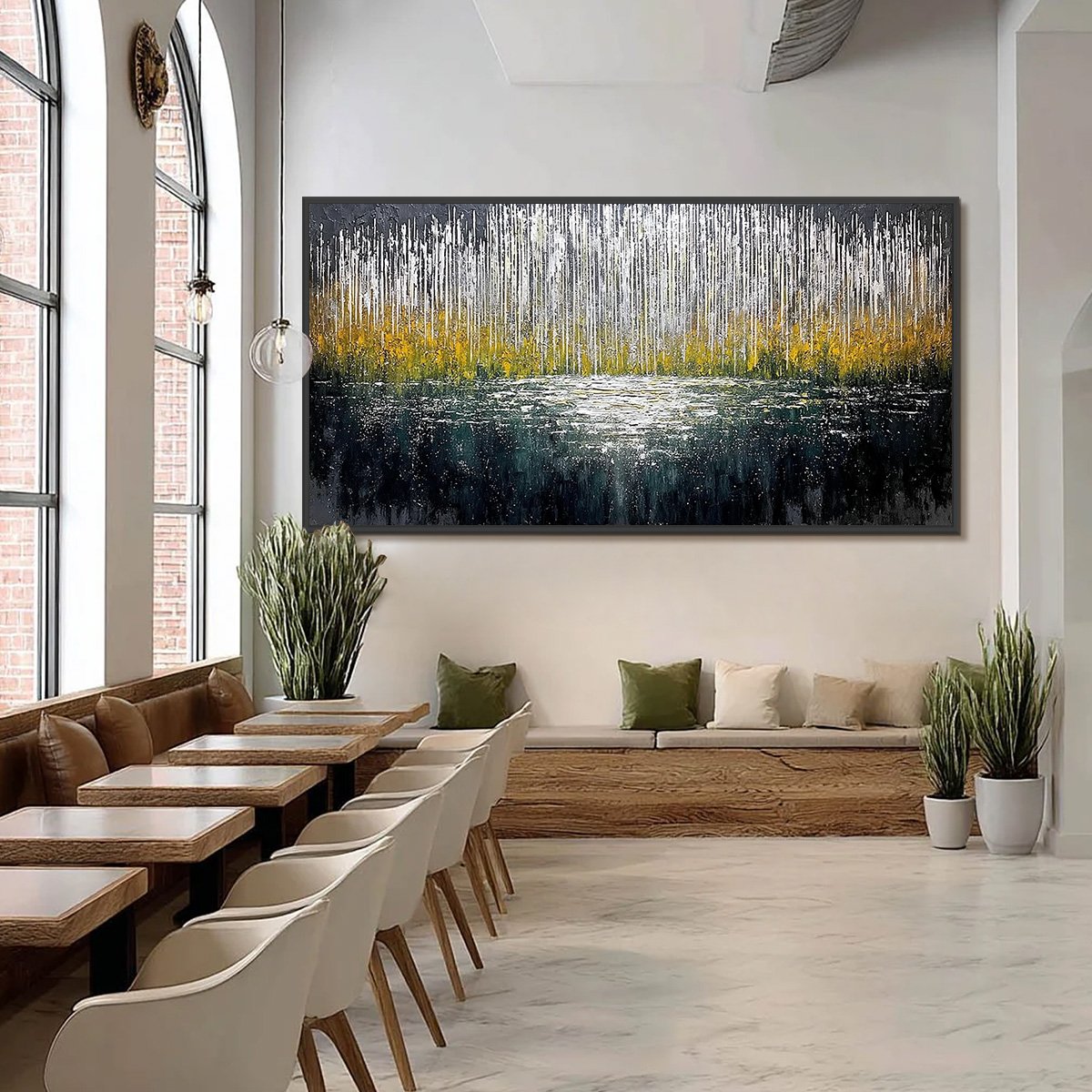 MIDNIGHT REFLECTIONS: Textured Abstract Gold and Silver Landscape Painting