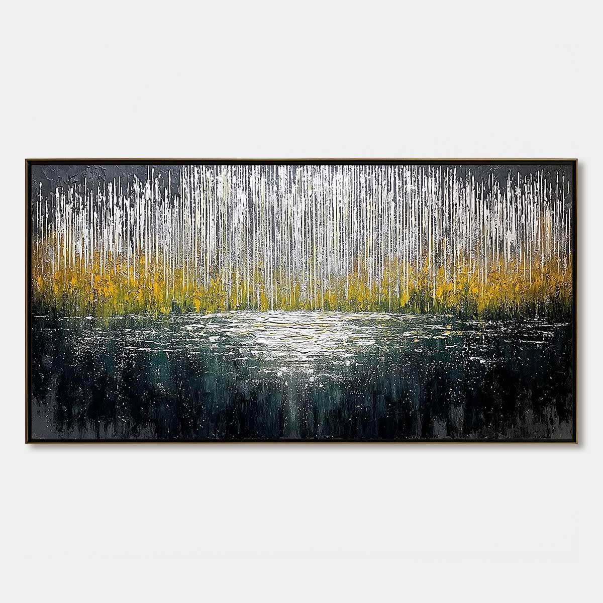 MIDNIGHT REFLECTIONS: Textured Abstract Gold and Silver Landscape Painting