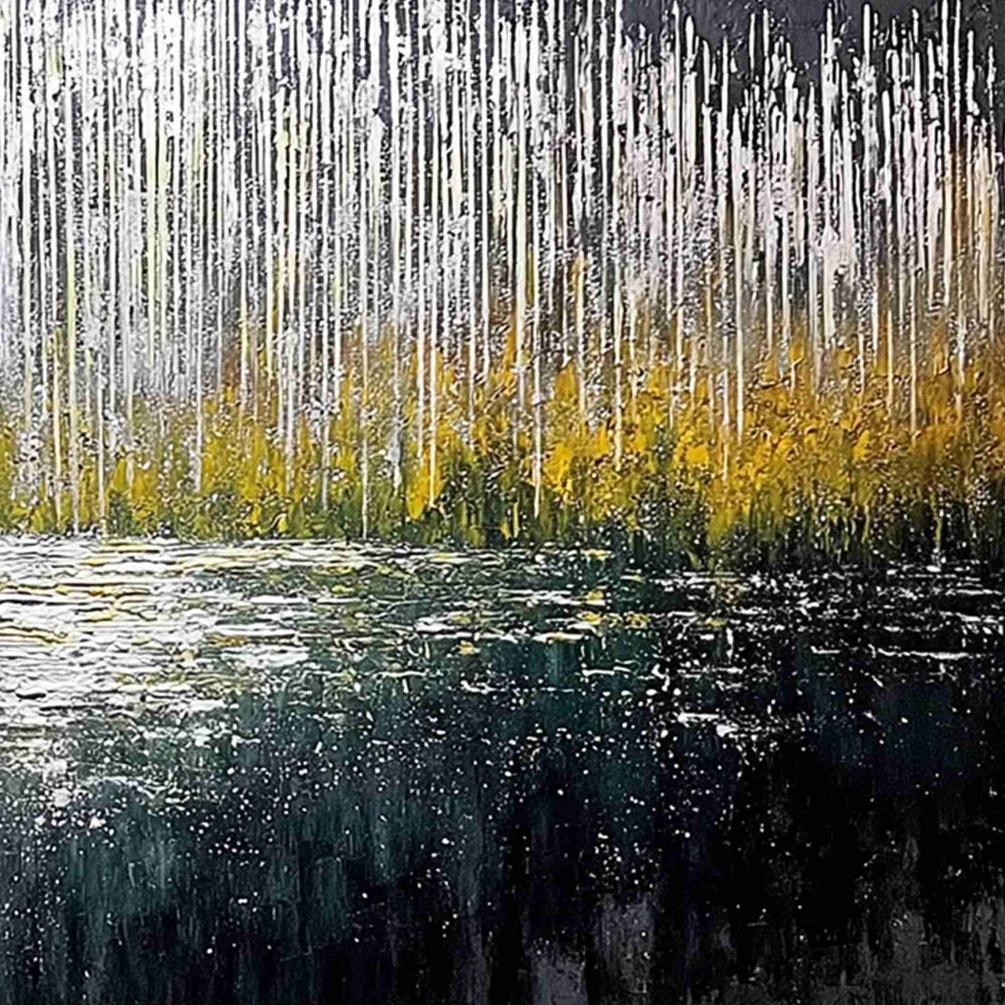 MIDNIGHT REFLECTIONS: Textured Abstract Gold and Silver Landscape Painting