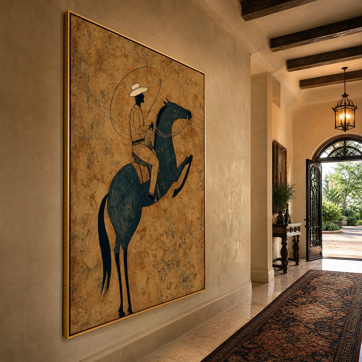 MIDNIGHT WRANGLER: Rustic Wabi Sabi Style Equestrian Painting