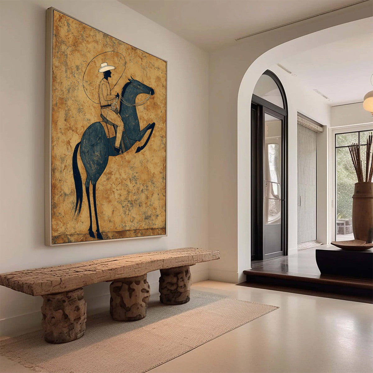 MIDNIGHT WRANGLER: Rustic Wabi Sabi Style Equestrian Painting