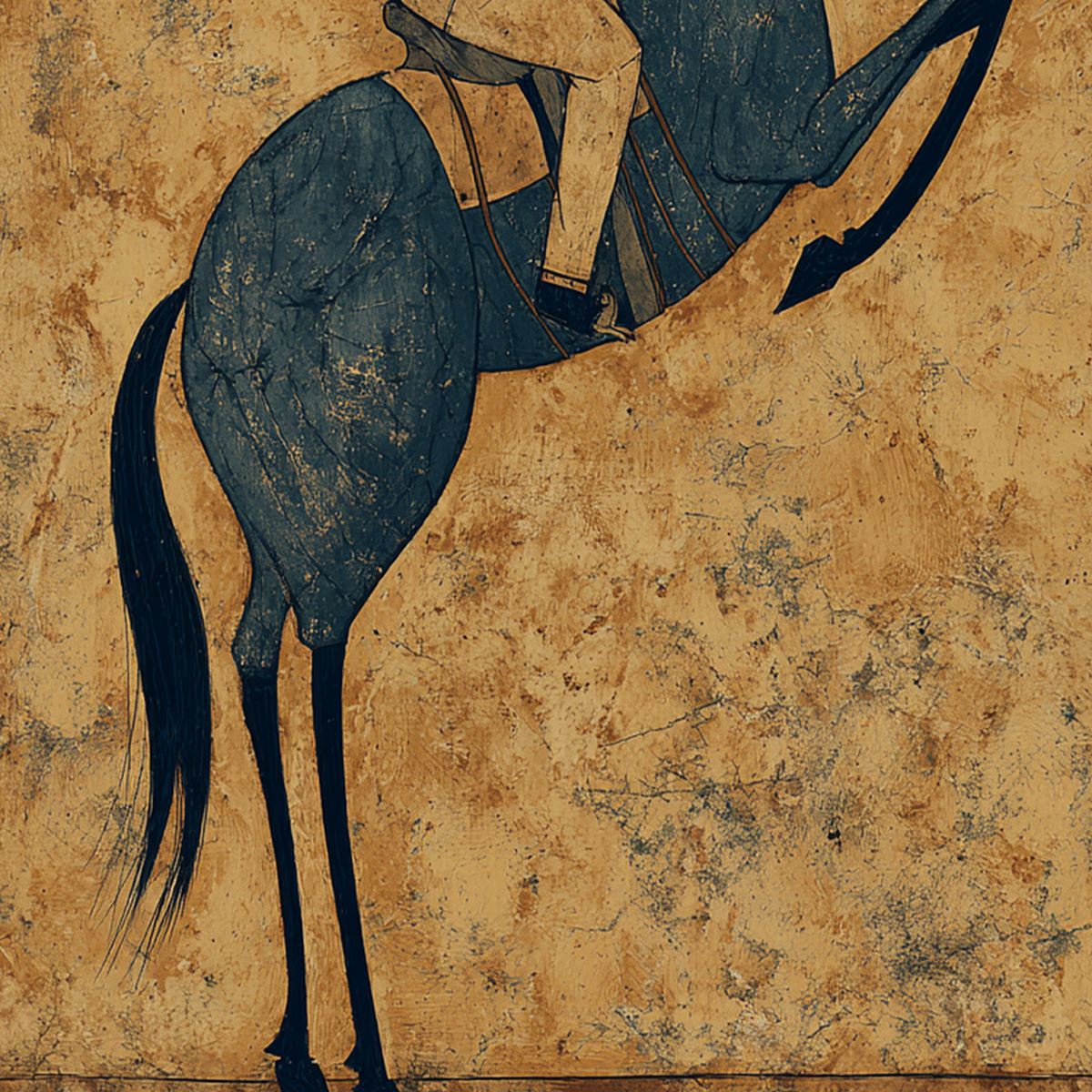 MIDNIGHT WRANGLER: Rustic Wabi Sabi Style Equestrian Painting