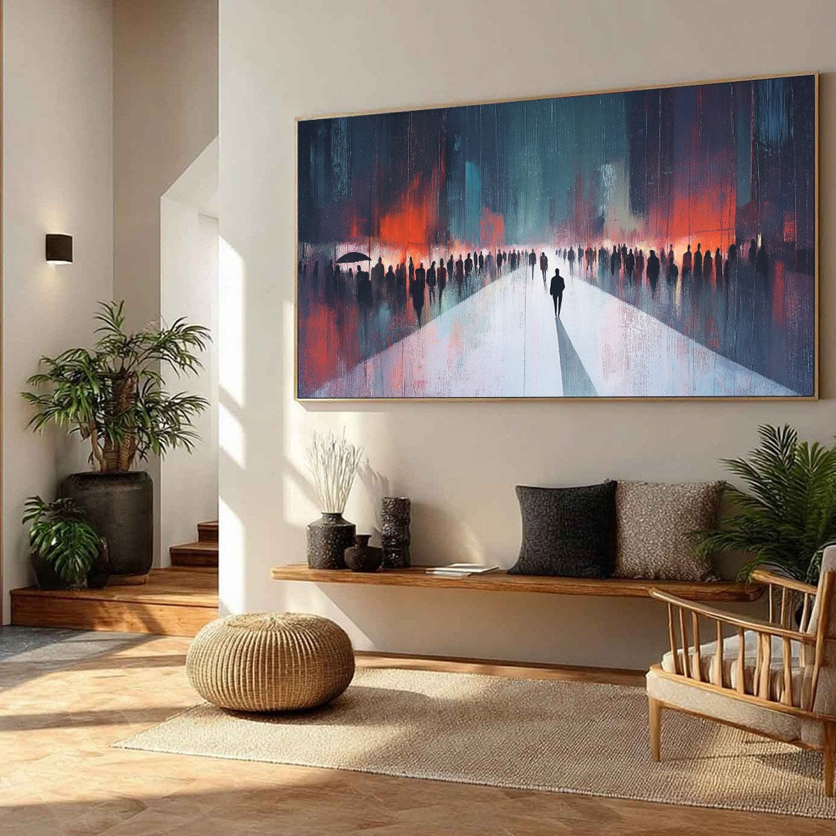 MIDNIGHT CROSSING: Minimalist Urban Cityscape Oil Painting