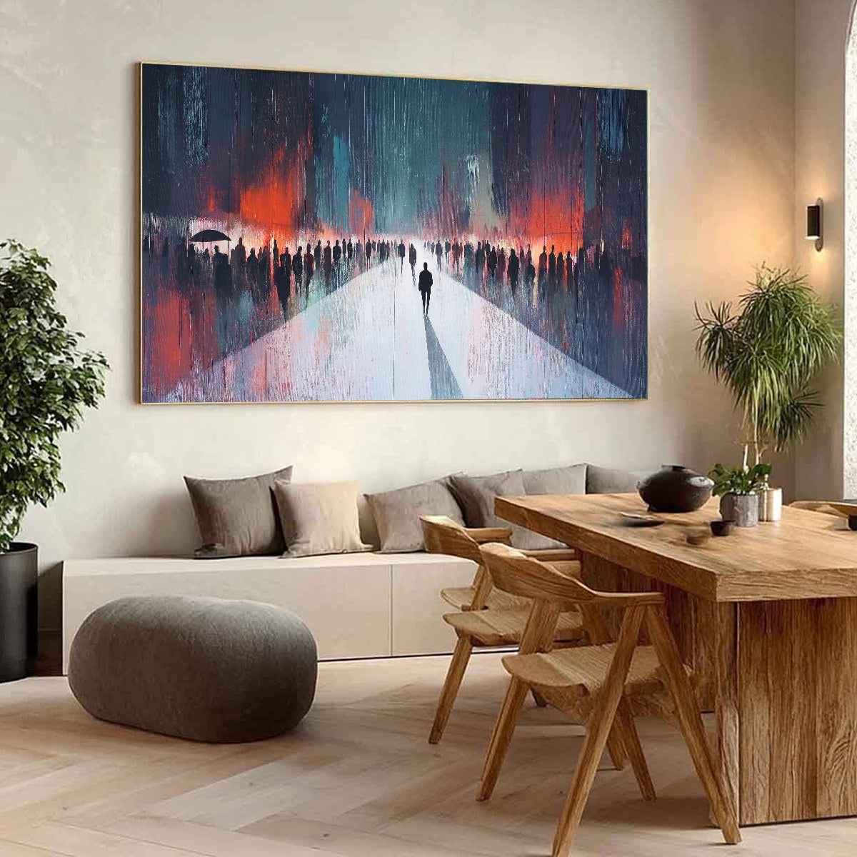 MIDNIGHT CROSSING: Minimalist Urban Cityscape Oil Painting