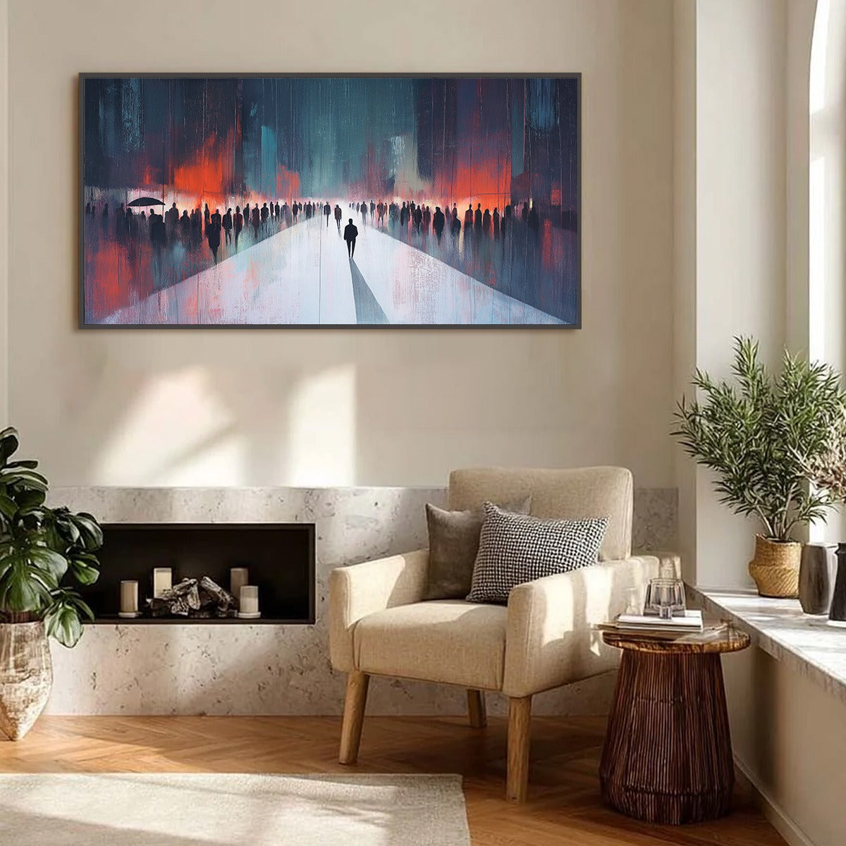 MIDNIGHT CROSSING: Minimalist Urban Cityscape Oil Painting