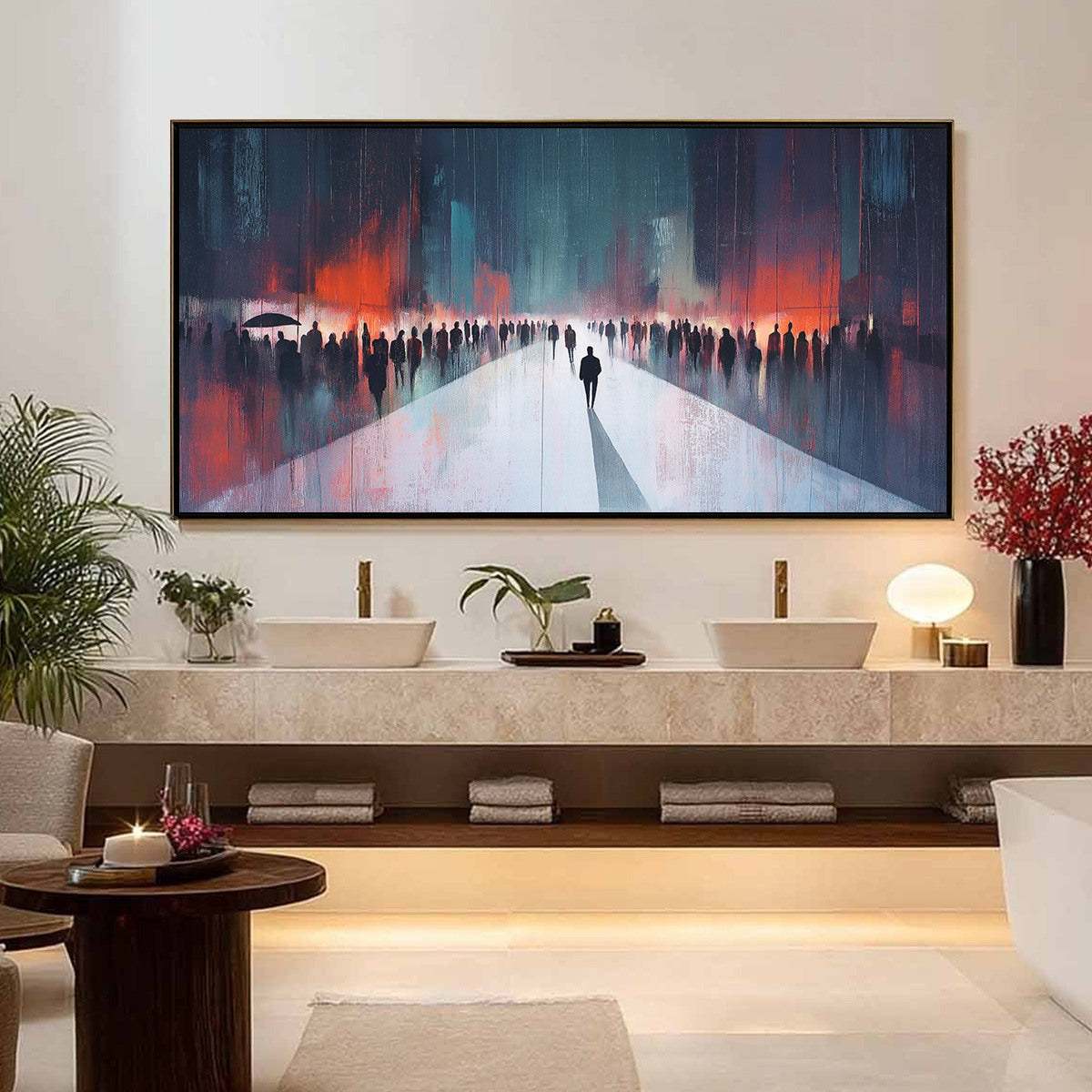 MIDNIGHT CROSSING: Minimalist Urban Cityscape Oil Painting