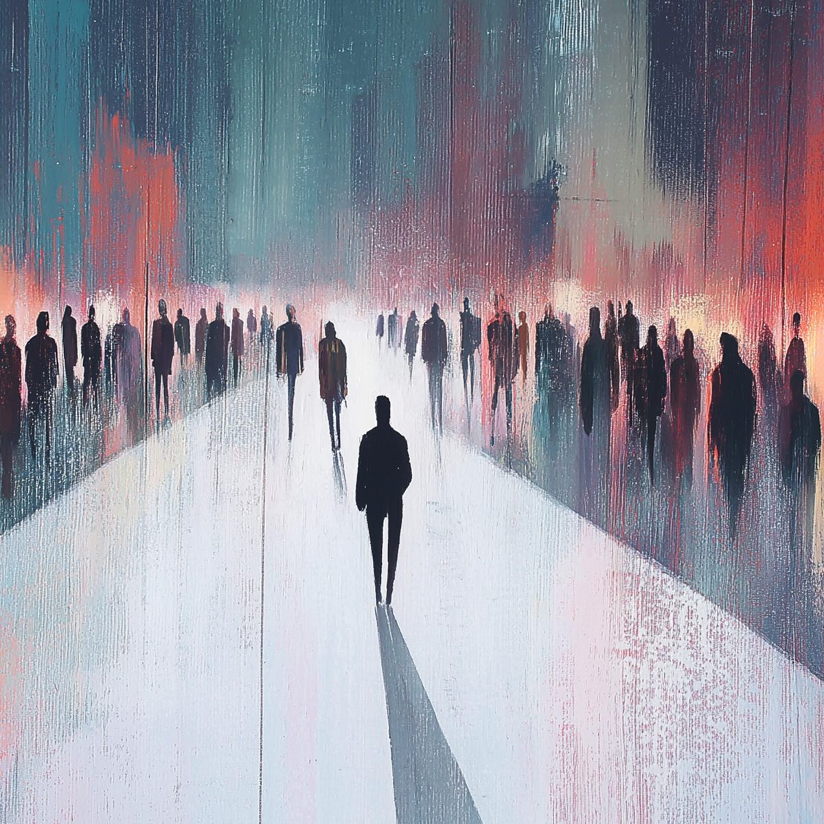 MIDNIGHT CROSSING: Minimalist Urban Cityscape Oil Painting