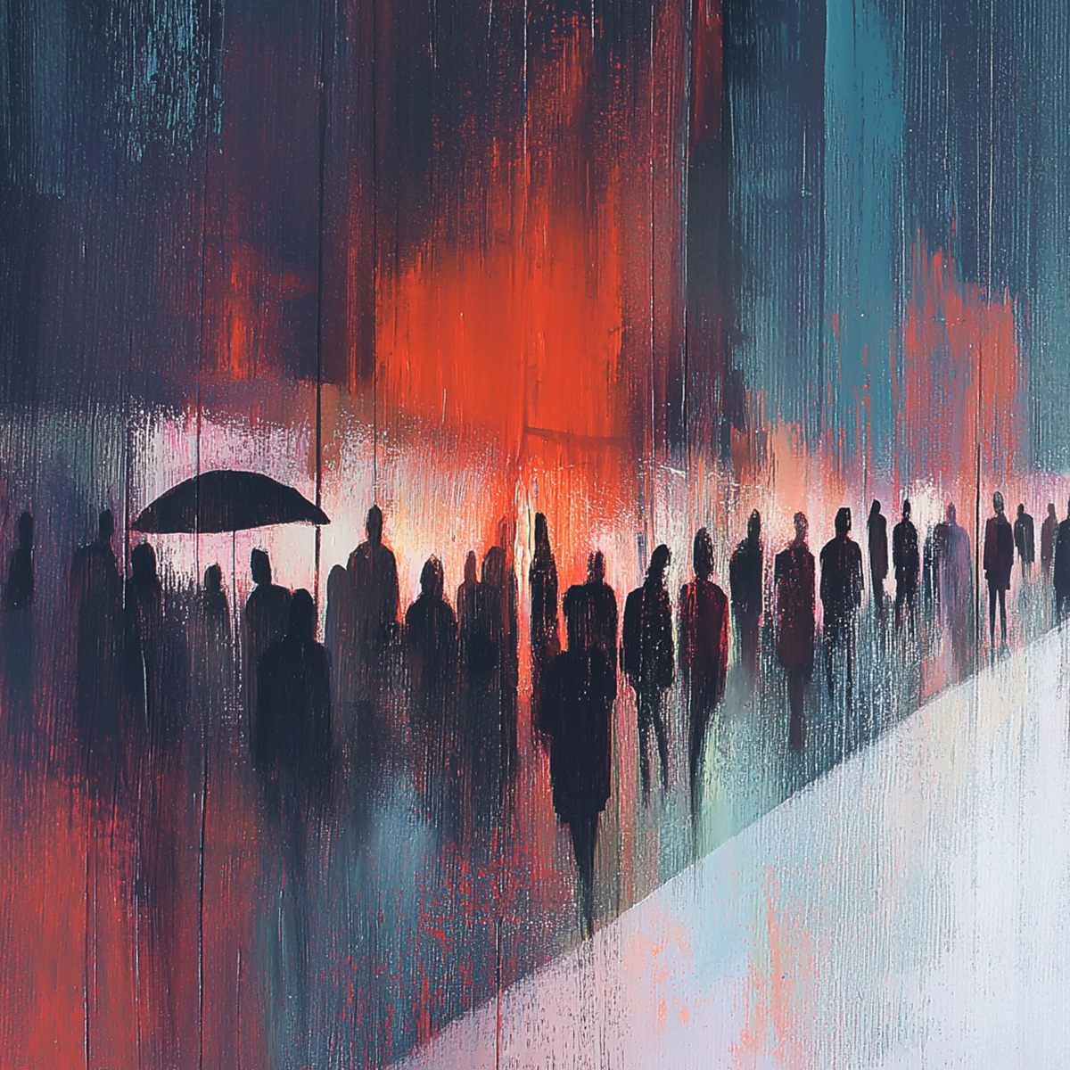 MIDNIGHT CROSSING: Minimalist Urban Cityscape Oil Painting