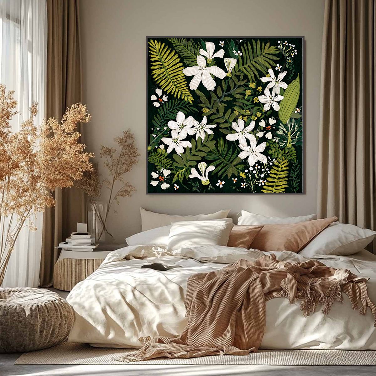 MIDNIGHT GARDEN: Dark Botanical Floral Painting