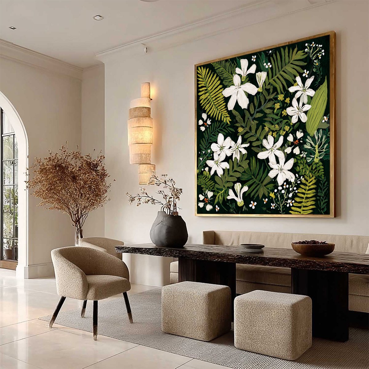 MIDNIGHT GARDEN: Dark Botanical Floral Painting