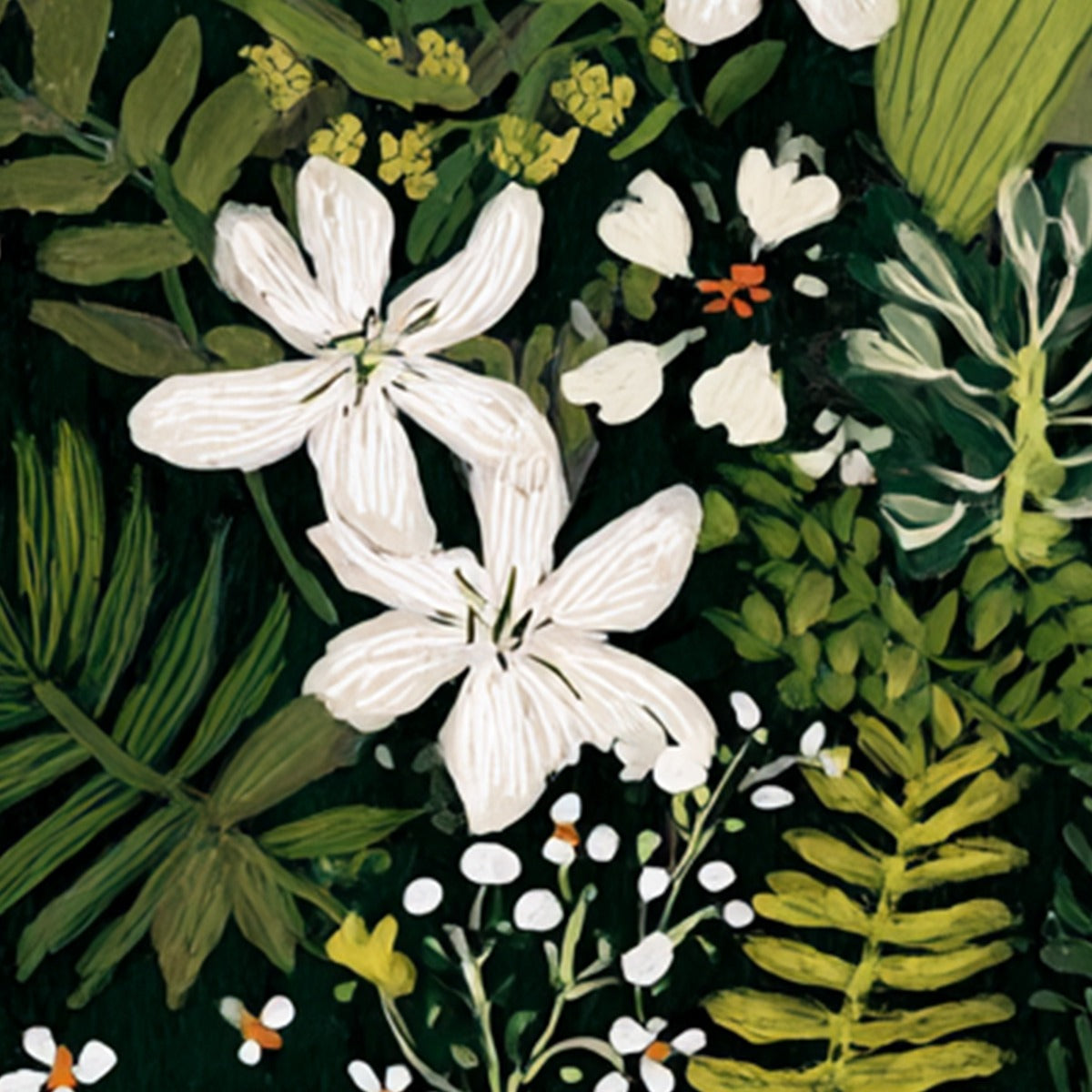 MIDNIGHT GARDEN: Dark Botanical Floral Painting