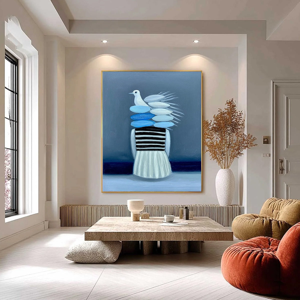 MIND'S FLIGHT textured original oil painting with dove motif