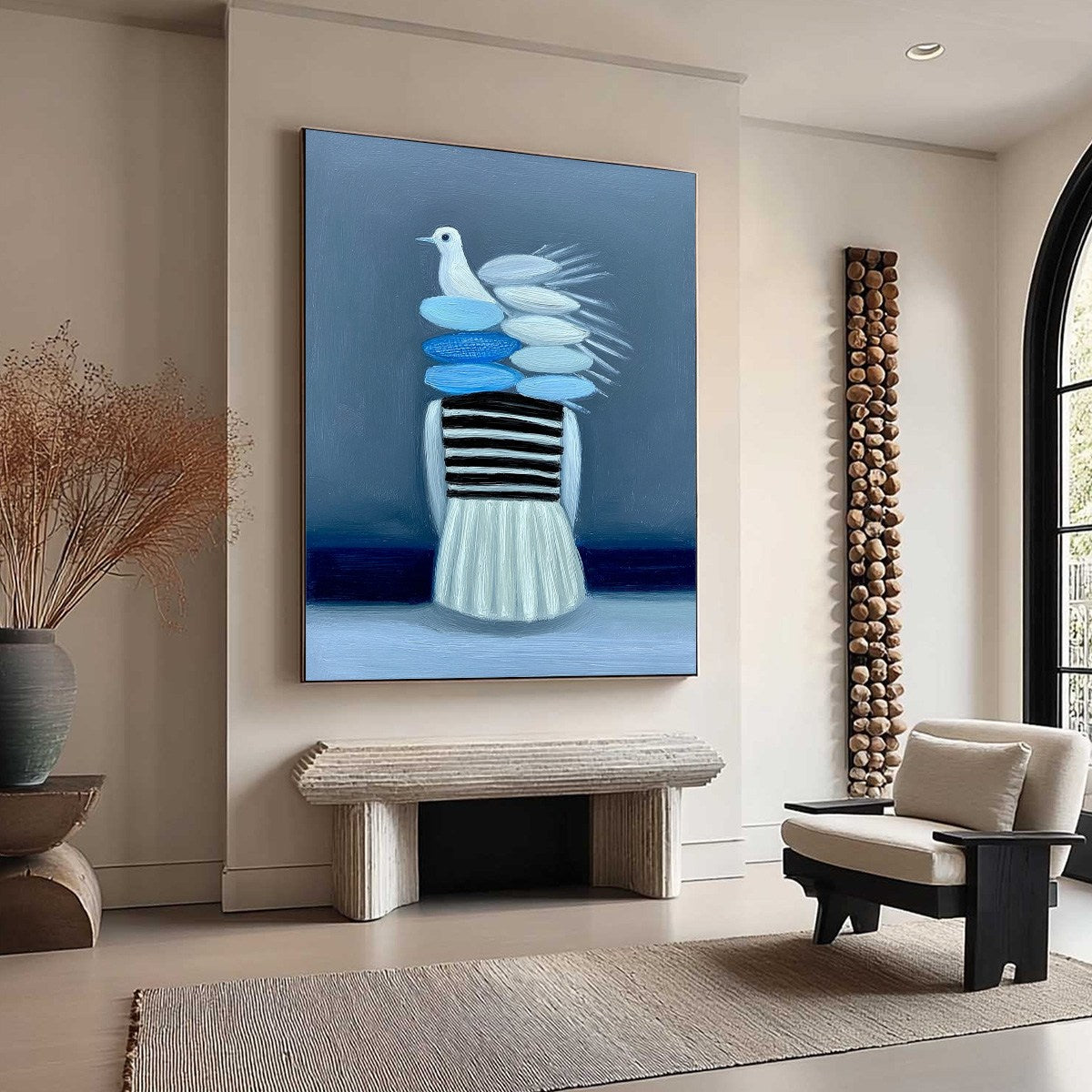 Minds Flight original impasto modern wall art with dove