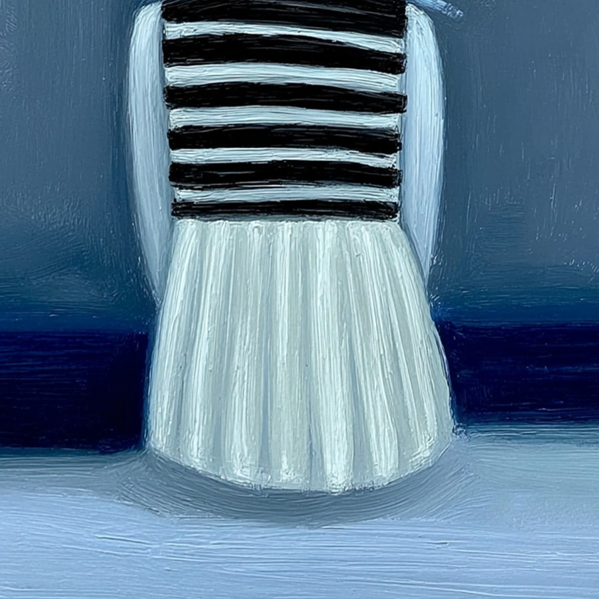 Textured impasto figurative painting "Mind's Flight" with blue palette