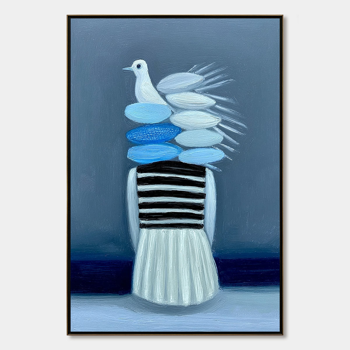 MIND'S FLIGHT: Textured Figurative Painting with Dove Motif
